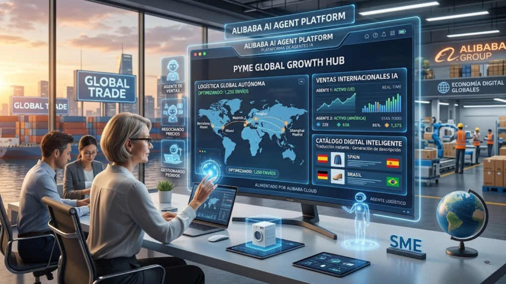 Plataforma de agentes de inteligencia artificial de Alibaba para la automatización del e-commerce global.