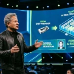 Jensen Huang, CEO de Nvidia, presentando la arquitectura Vera Rubin y el concepto de AI factories.