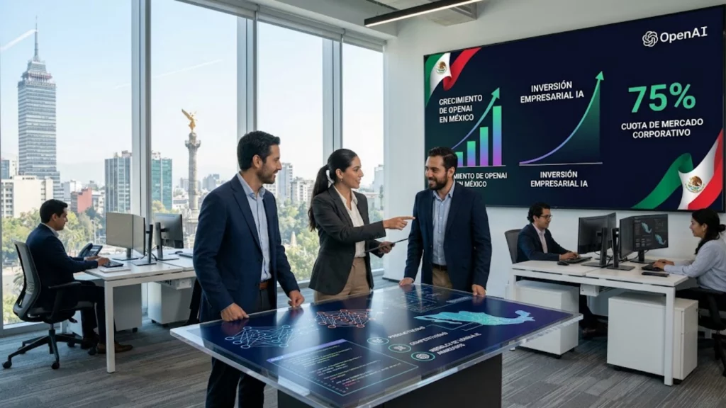 OpenAI en México - oficinas modernas con tecnología de inteligencia artificial empresarial