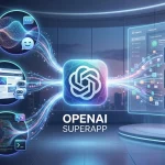 Interfaz conceptual de la SuperApp de OpenAI unificando ChatGPT, Atlas y Codex.