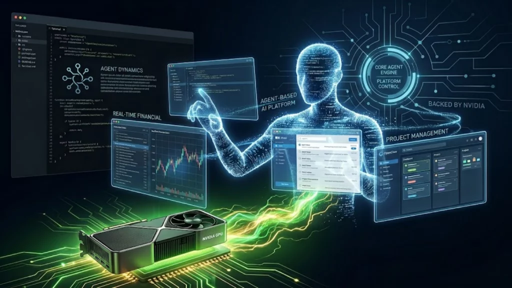 Interfaz conceptual de OpenClaw y hardware de NVIDIA.