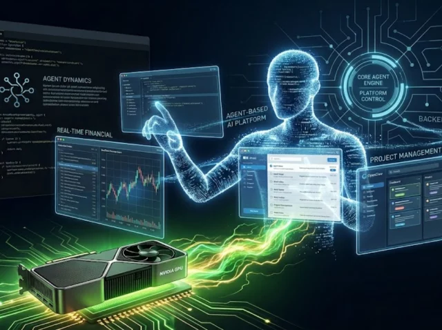 Interfaz conceptual de OpenClaw y hardware de NVIDIA.