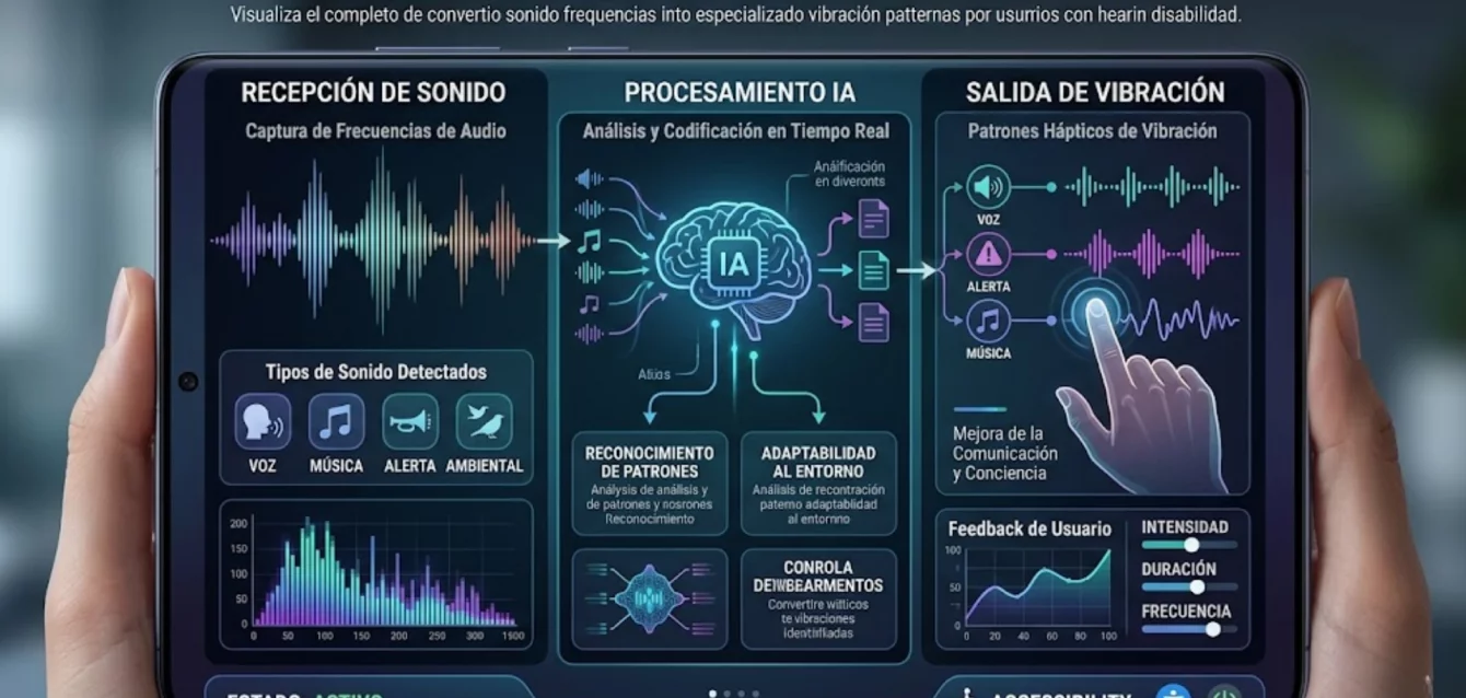 Samsung Galaxy Vibe Coding - representación de ondas sensoriales y tacto digital - IA inclusiva