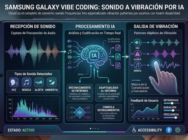 Samsung Galaxy Vibe Coding - representación de ondas sensoriales y tacto digital - IA inclusiva