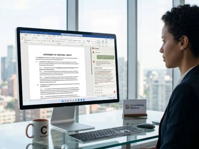 Interfaz de Claude AI integrada en Microsoft Word para revisión de contratos legales.