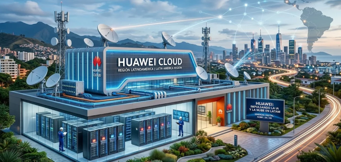 Infraestructura de Huawei Cloud y servidores de Inteligencia Artificial en América Latina.