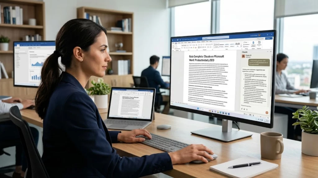 Interfaz de Claude de Anthropic integrada en un documento de Microsoft Word.