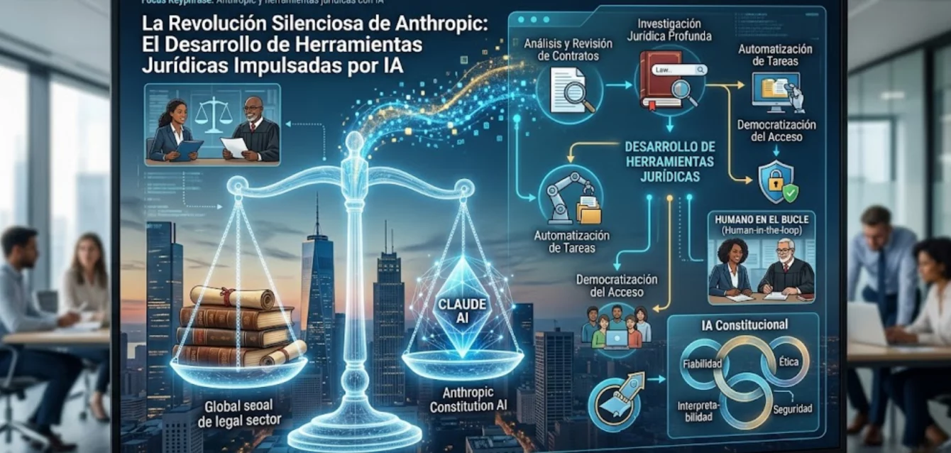 Representación tecnológica de inteligencia artificial aplicada al derecho y la justicia.