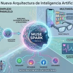 Interfaz conceptual de Muse Spark la nueva arquitectura de inteligencia artificial de Meta.