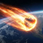 Cápsula Orion de la misión Artemis II reingresando a la atmósfera terrestre como una bola de fuego.