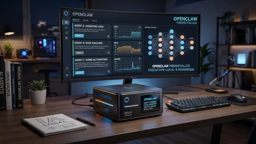 Dispositivo SOLAI Solode Neo para ejecución de agentes de inteligencia artificial en local.