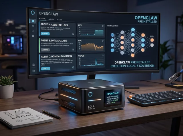 Dispositivo SOLAI Solode Neo para ejecución de agentes de inteligencia artificial en local.