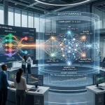 Representación de una red de agentes de inteligencia artificial controlada por Google en una infraestructura empresarial.